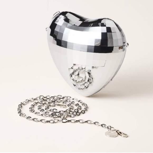 Kate Spade X Target Silver Reflective Disco Heart Crossbody Bag - Picture 2 of 7